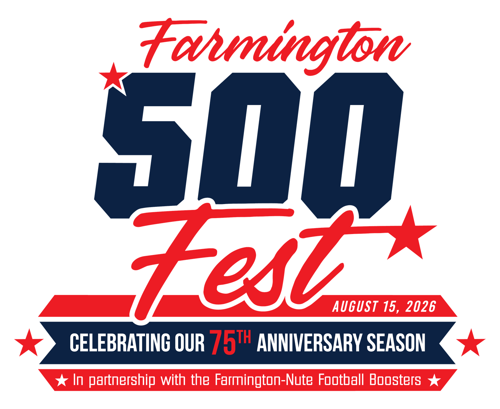Farmington 500 Fest — celebrating our 75th anniversary season, August 15, 2026